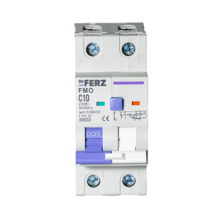 FMO-EL-1P+N 10A 30mA 6kA тип AC, х-ка C, 2M Диф. автомат